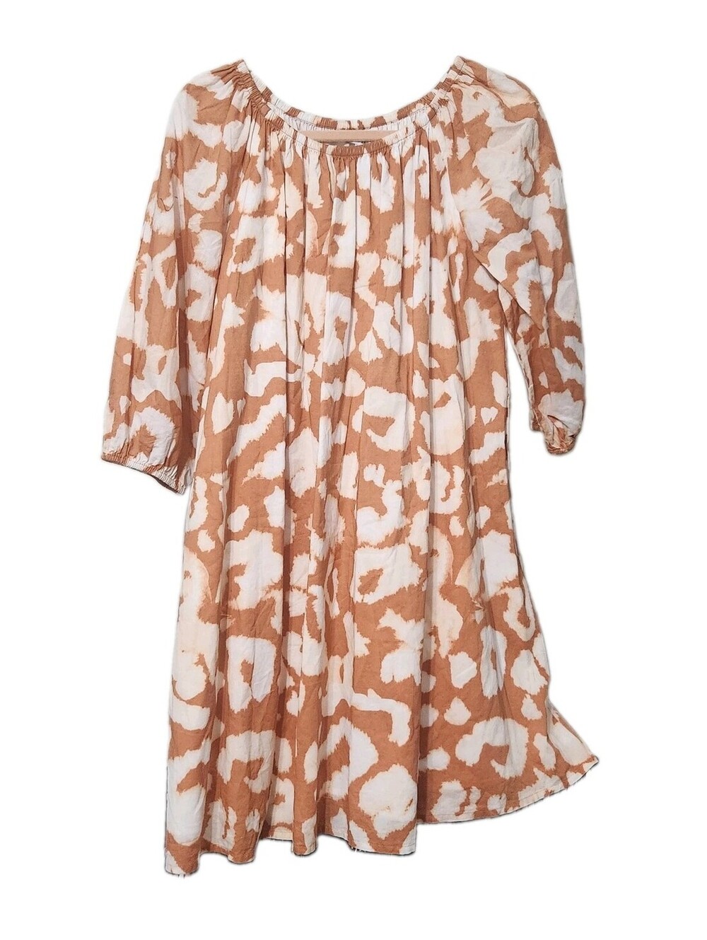 Elizabeth And James Dress Medium Orange Cotton Off The Shoulder Swing 3/4 Sleeve